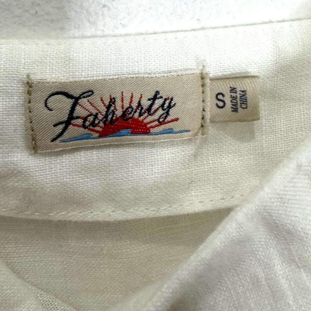 FAHERTY $128 Sands Linen Square Neck Tank Top White